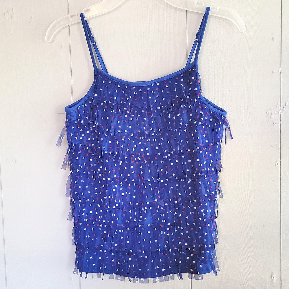 🌴 NWOT Blue Cami Top W/Fringe⭐️